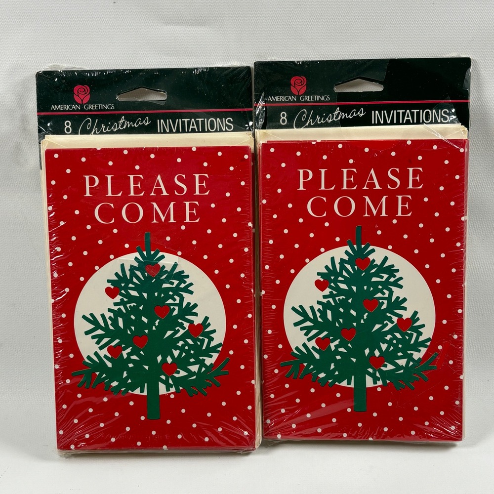 American Greetings Christmas Invitations 2 Packs 16 Total Red Polka Dot Tree